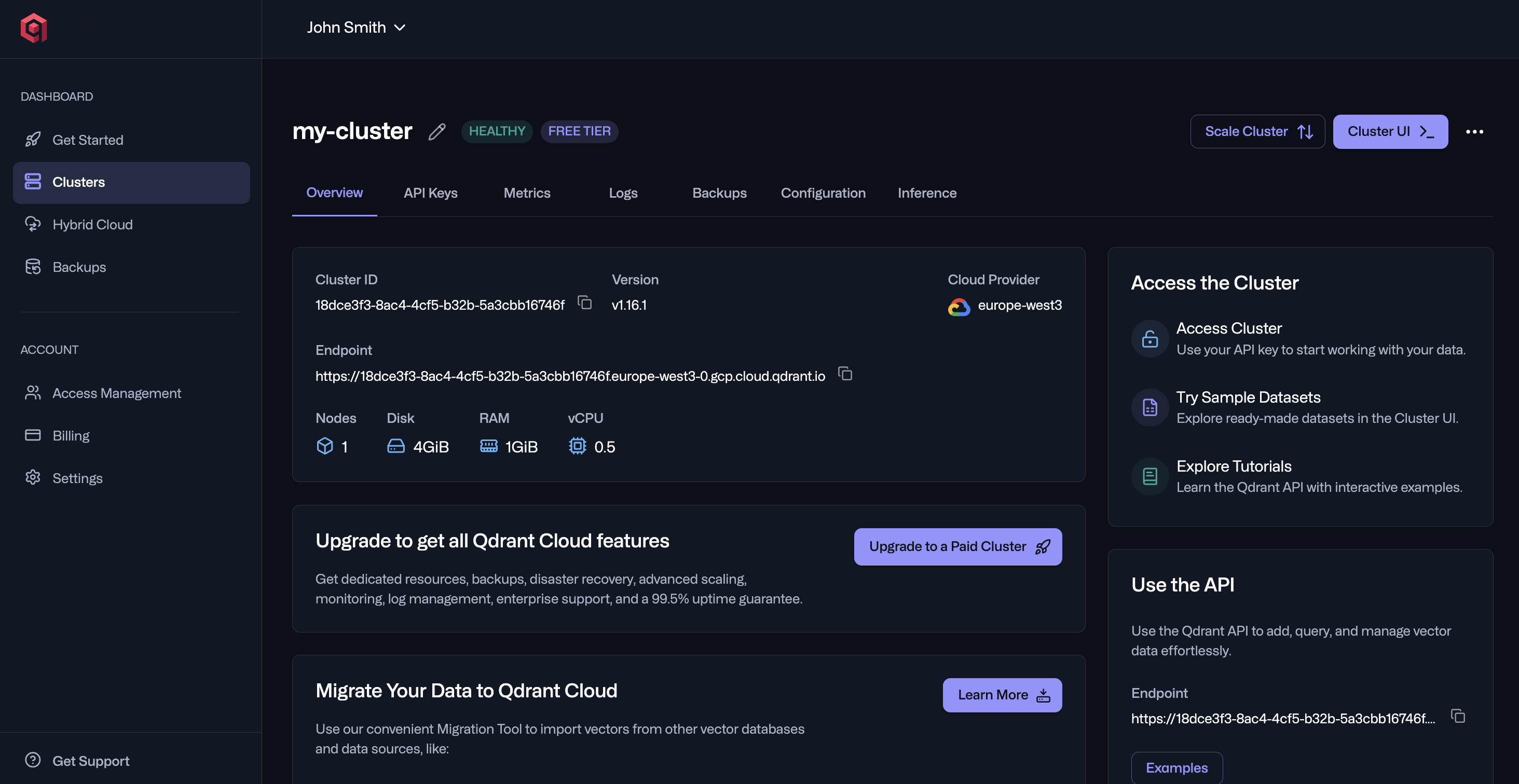Access dashboard